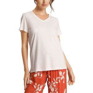 Hanro Womens Sleep & Lounge Relaxed V-Neck Shirt S Rose Cream - NWT $95